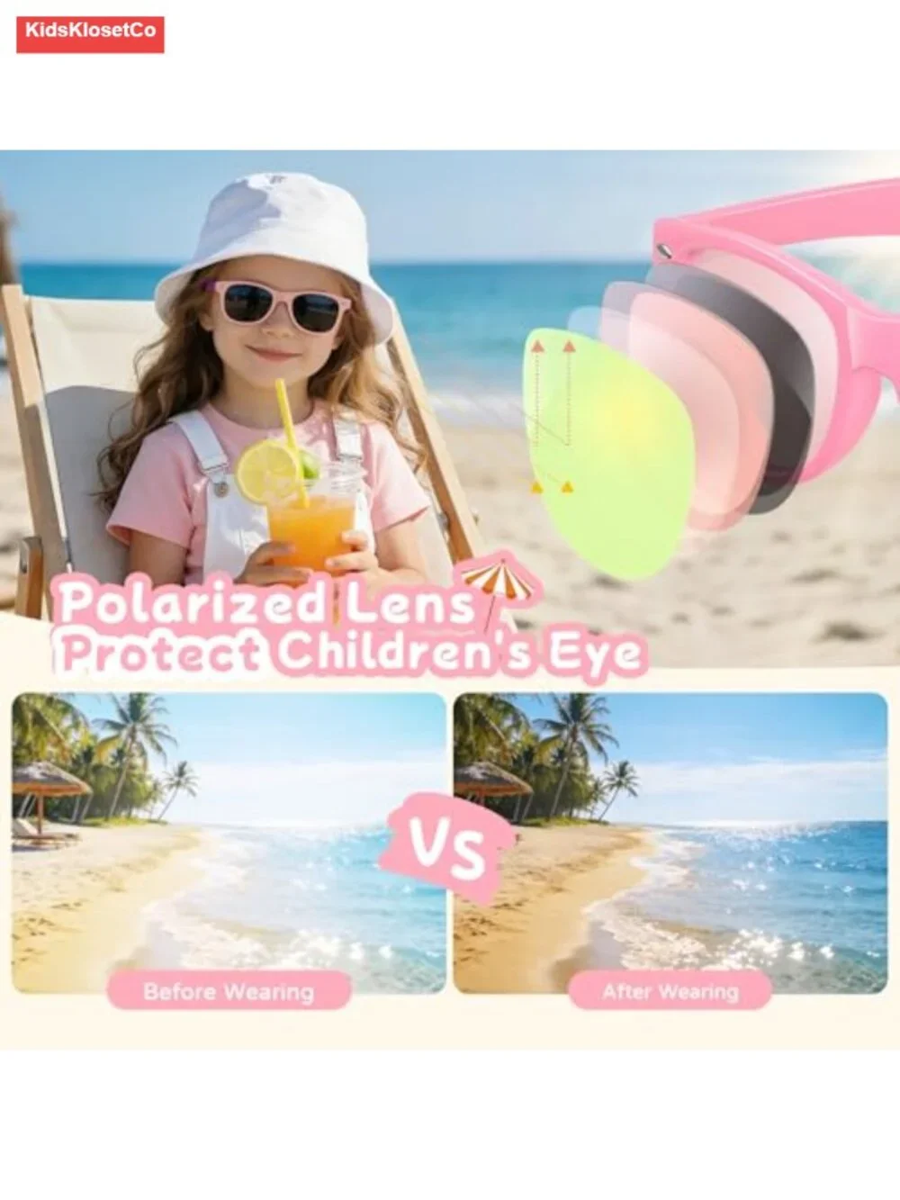 Polarized Kids Sunglasses 3 Pack Flexible TPEE Frame UV Protection